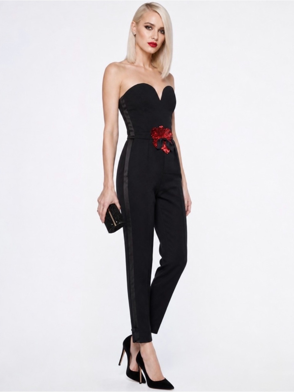 YSL Strapless Black Tuxedo Jumpsuit | Stephen Pilati Era 2012 | Size EU 40 US 4